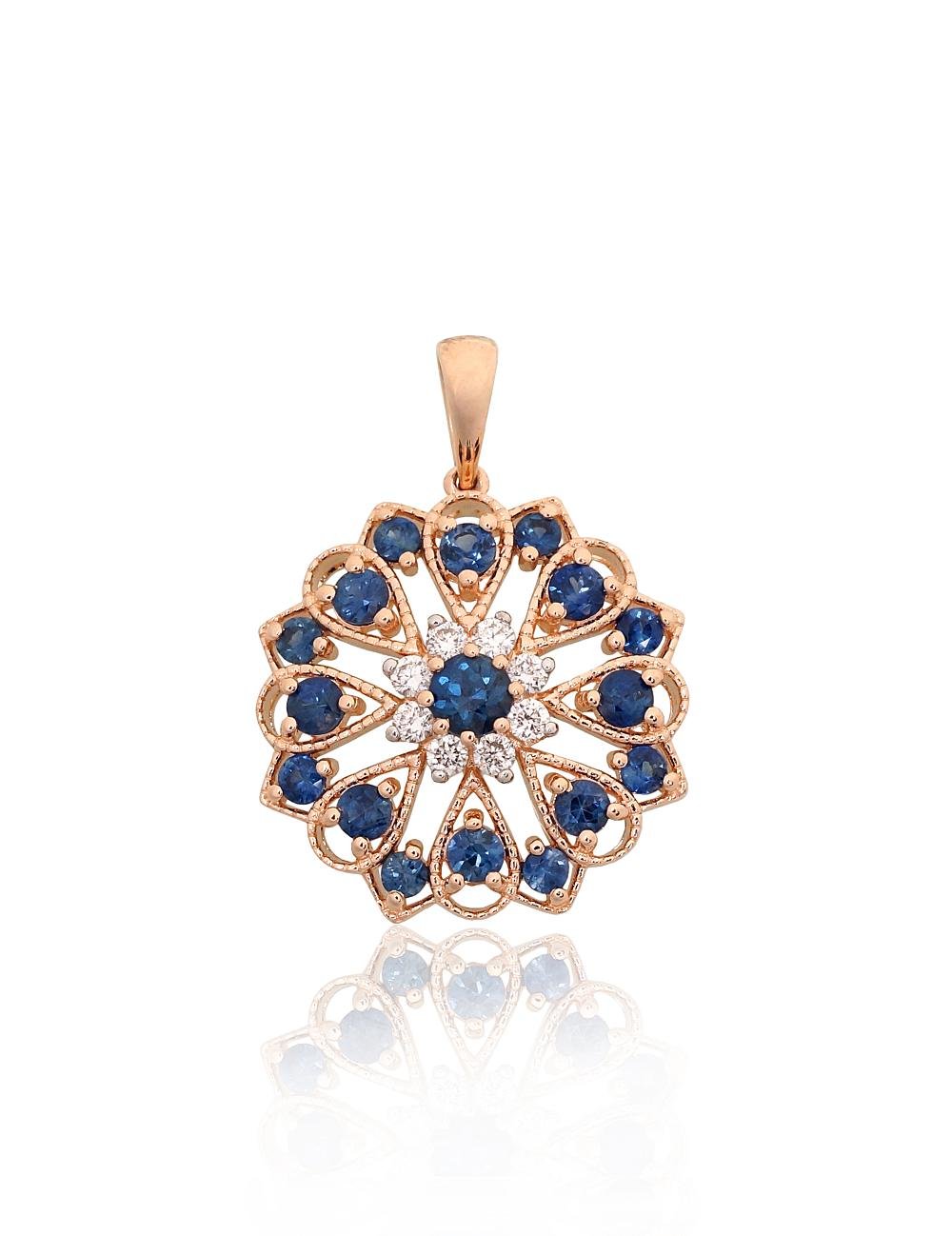 Gold pendant with Diamonds , Sapphire