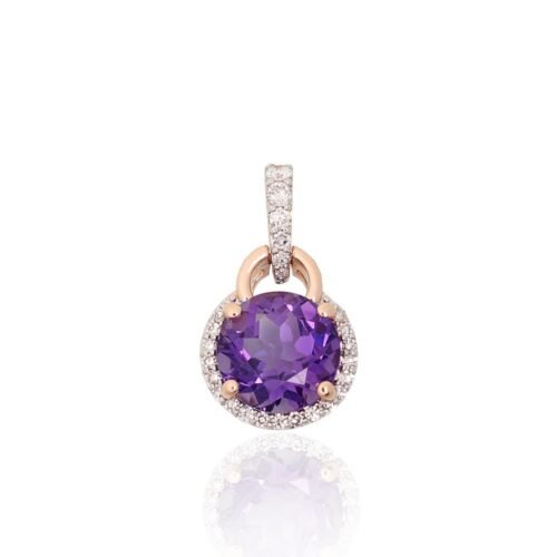 Gold pendant with Diamonds , Amethyst
