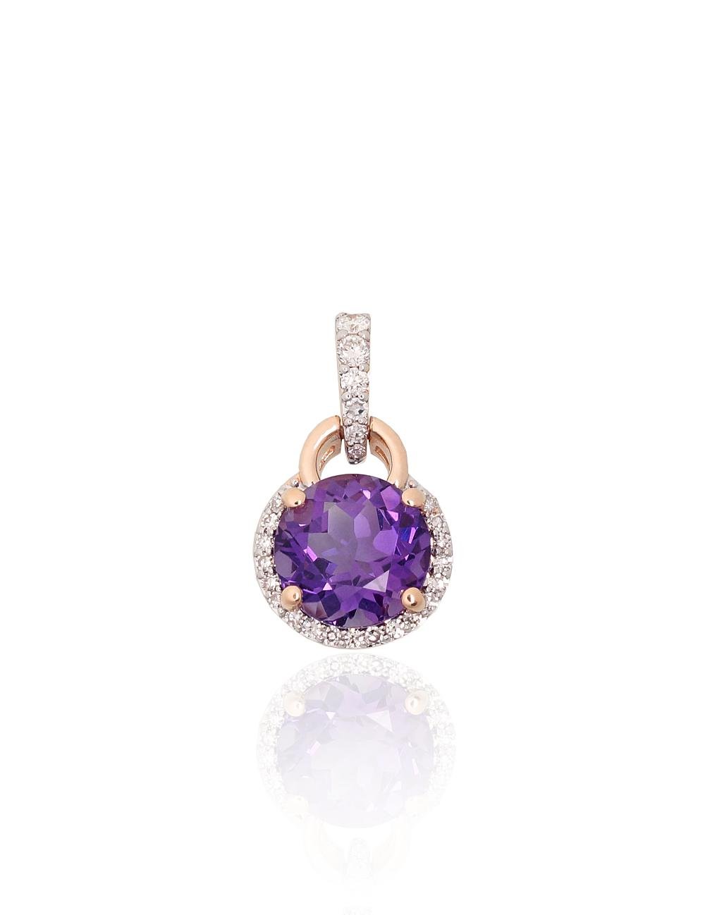 Gold pendant with Diamonds , Amethyst