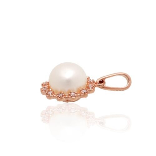 Alternative view of Gold pendant with Zirkons , Fresh-water Pearl