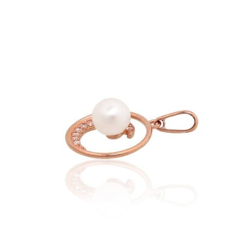 Alternative view of Gold pendant with Zirkons , Fresh-water Pearl