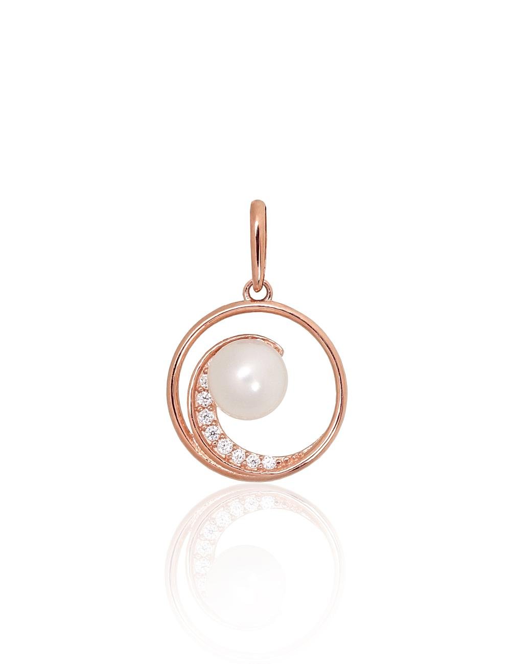 Gold pendant with Zirkons , Fresh-water Pearl