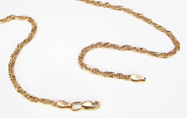 Gold chain Singapore 2.4 mm , hollow - Image 2