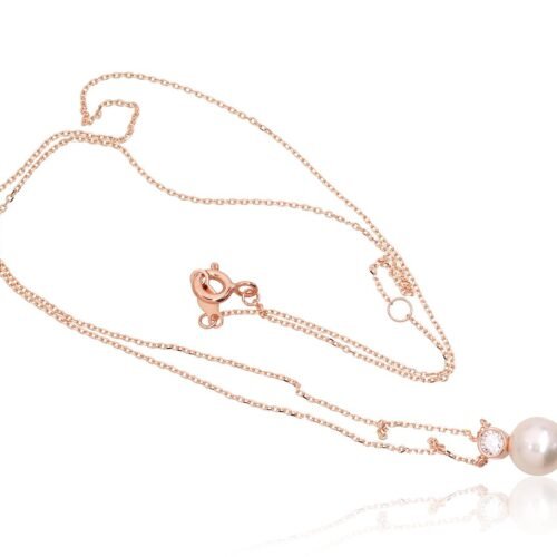 Alternative view of Gold necklace with Zirkons , Fresh-water Pearl