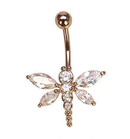 Gold piercing for navel with Zirkons