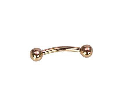 585 gold eyebrow piercing jewelry curved barbell with zircon stones
