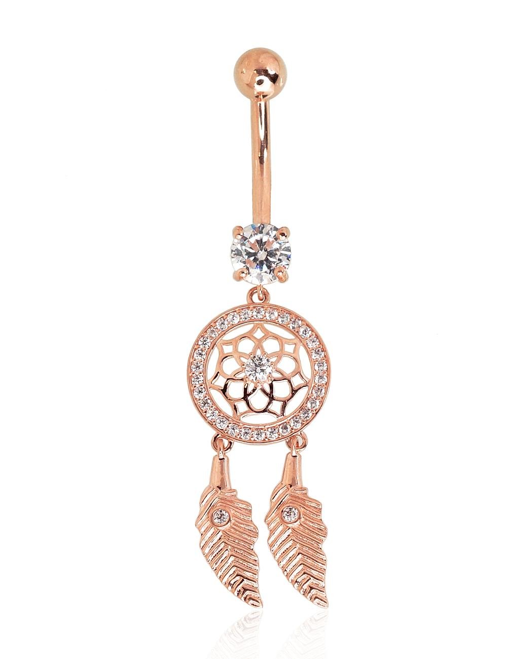 Gold piercing for navel with Zirkons