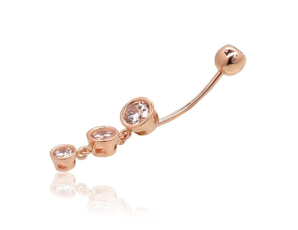 Gold piercing for navel with Zirkons - Image 2