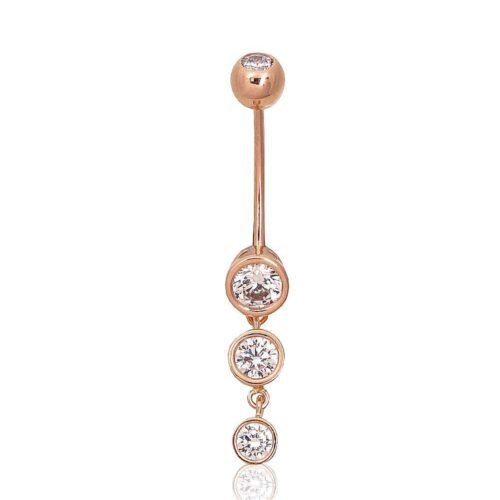 Gold piercing for navel with Zirkons