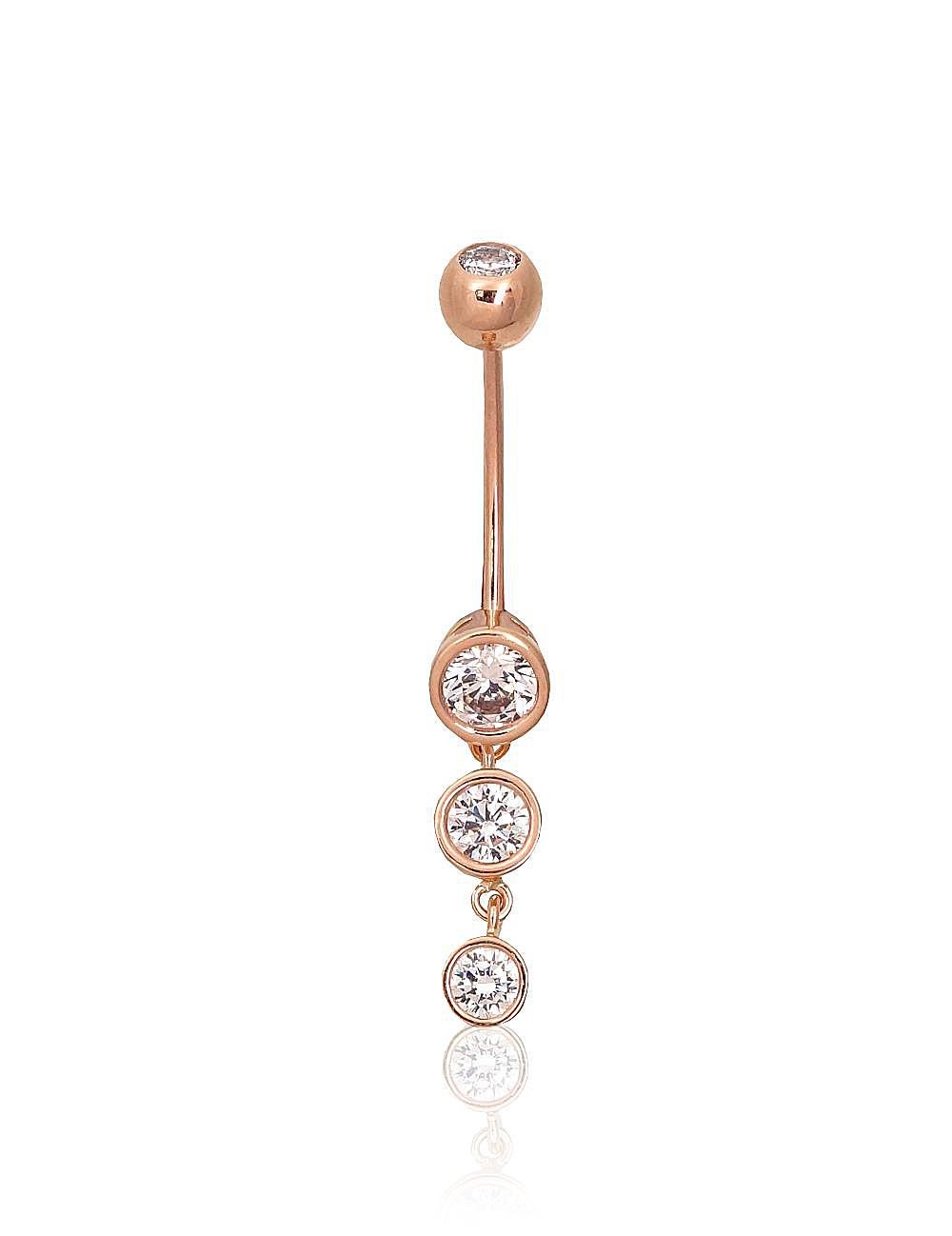 Gold piercing for navel with Zirkons