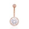 585 gold piercing jewelry for nose navel and body with zircon stones