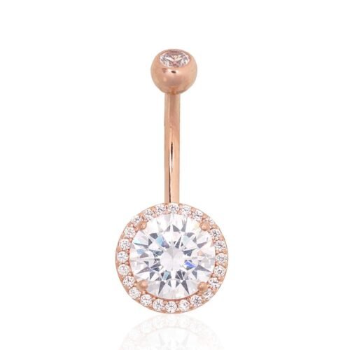 585 gold piercing jewelry for nose navel and body with zircon stones
