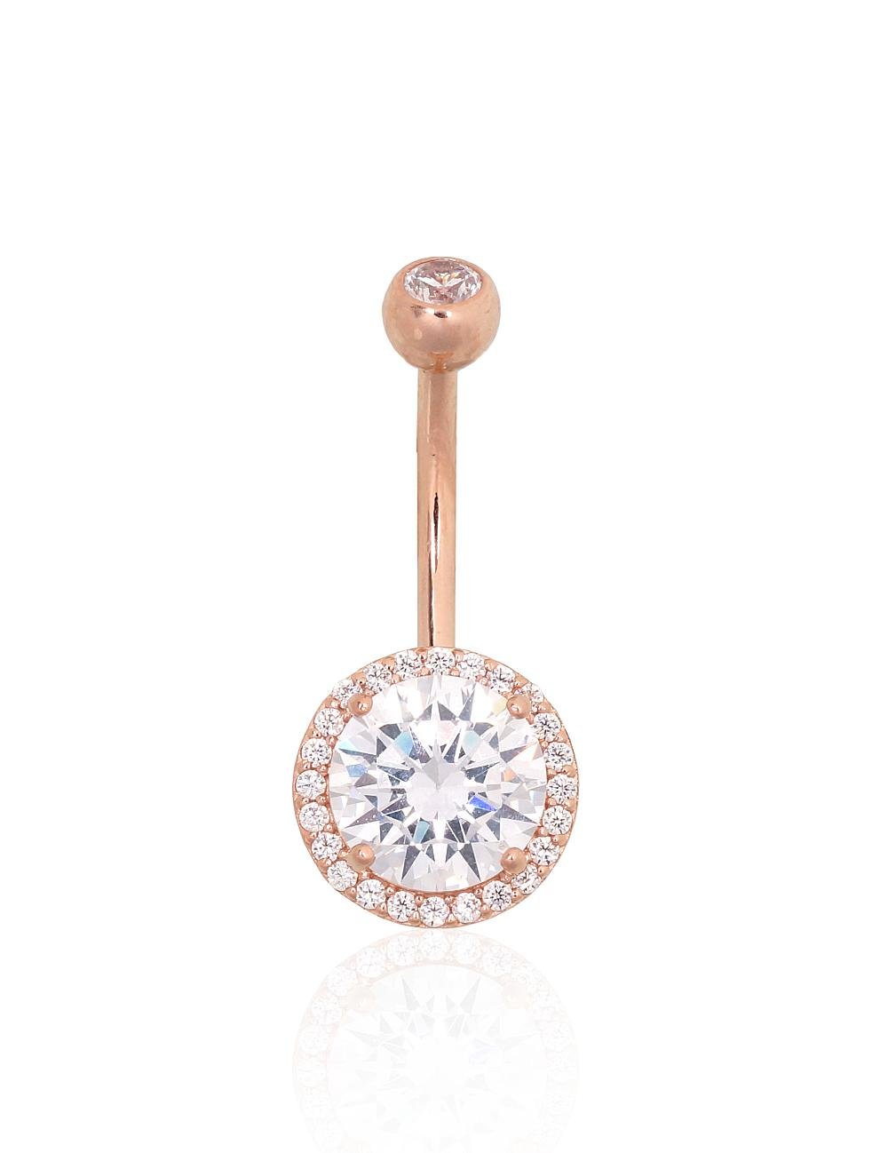 585 gold piercing jewelry for nose navel and body with zircon stones