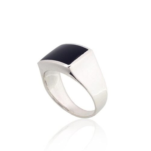 Alternative view of Silver ring with Onix