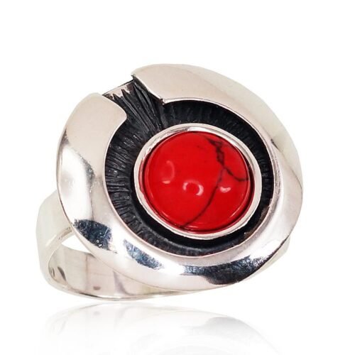 Silver ring with Coral (Imitation)