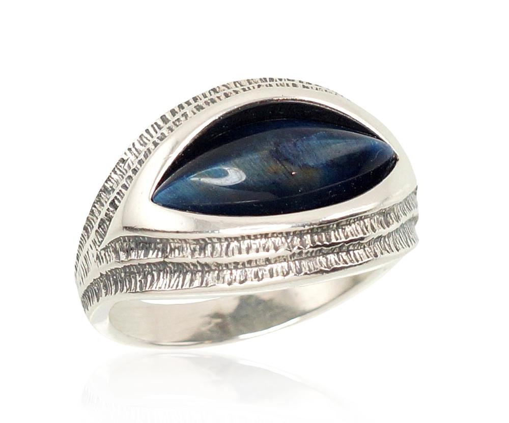 Silver ring with Tiger eye (synt.)
