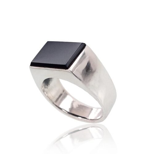 Alternative view of Silver ring with Onix