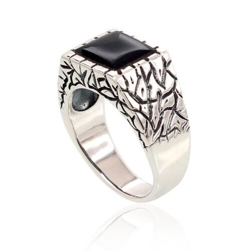 Alternative view of Silver ring with Onix