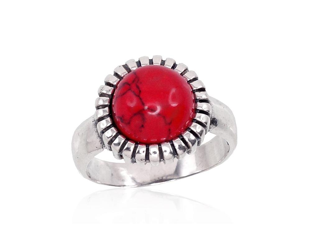 Silver ring with Coral (Imitation)