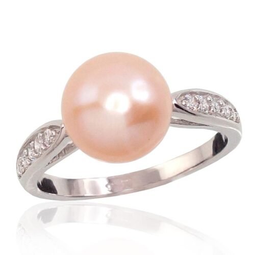 Silver ring with Zirkons , Fresh-water Pearl