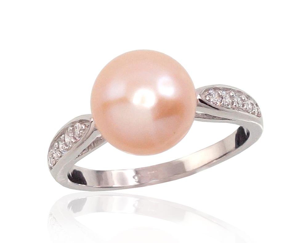 Silver ring with Zirkons , Fresh-water Pearl