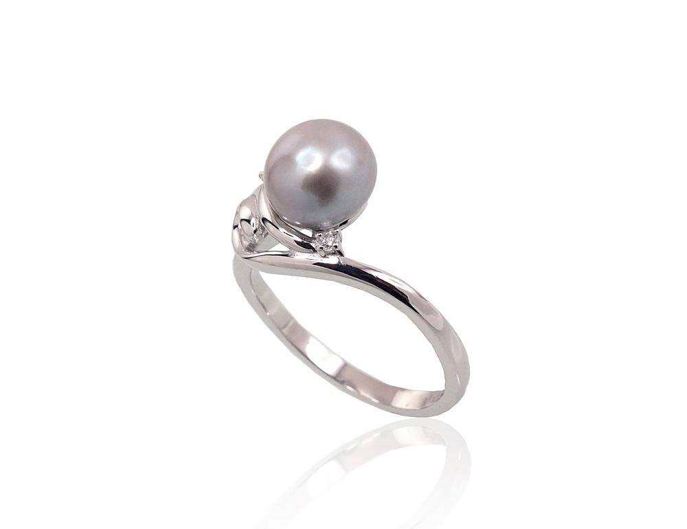 Silver ring with Zirkons , Fresh-water Pearl - Image 2