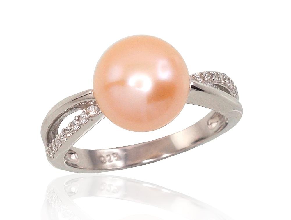 Silver ring with Zirkons , Fresh-water Pearl
