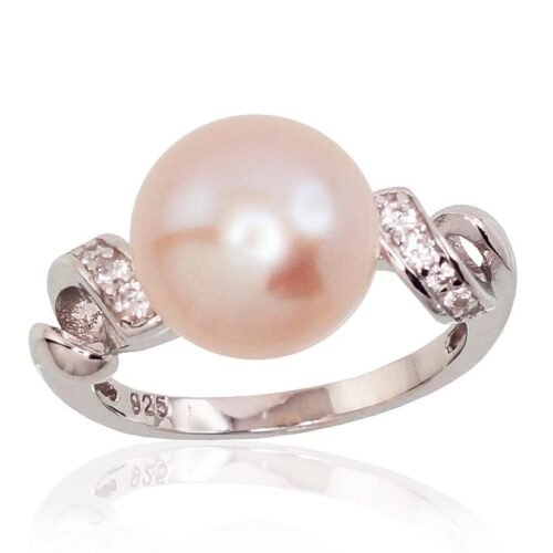Silver ring with Zirkons , Fresh-water Pearl