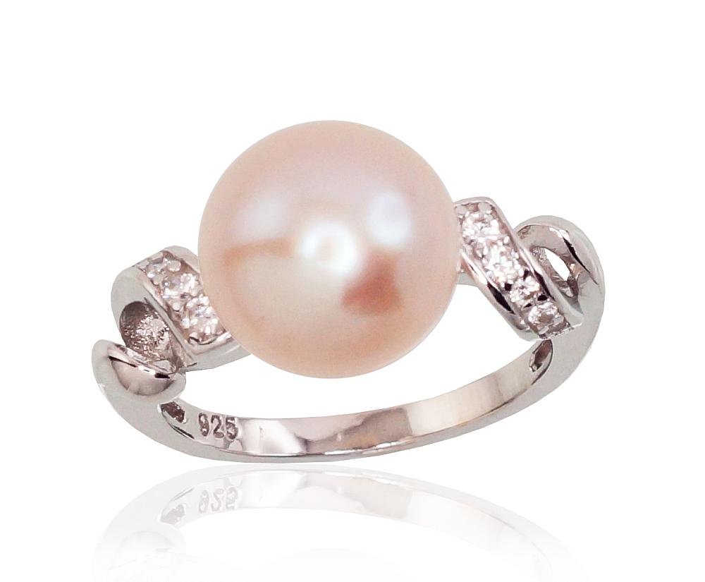 Silver ring with Zirkons , Fresh-water Pearl