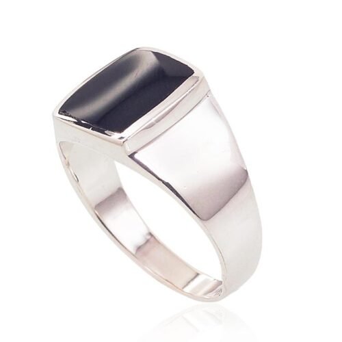 Alternative view of Silver ring with Onix