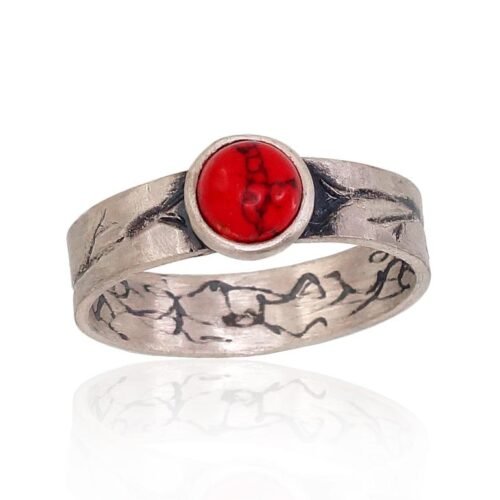 Silver ring with Coral (Imitation)