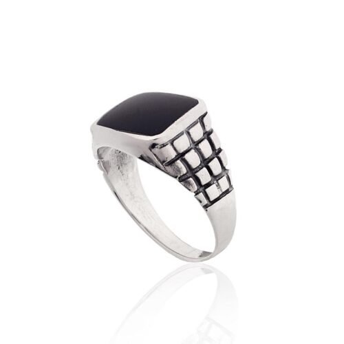 Alternative view of Silver ring with Onix