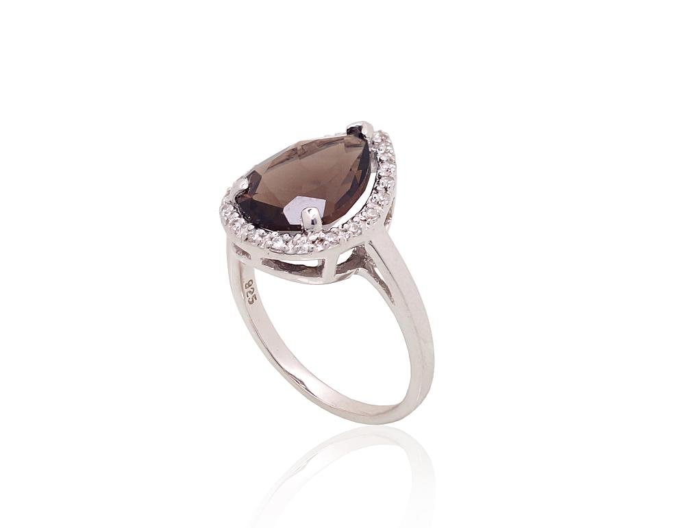 Silver ring with Zirkons , Smoky Quarz - Image 2