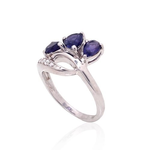 Alternative view of Silver ring with Zirkons , Amethyst