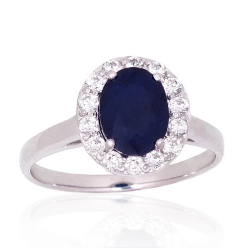 Silver ring with Zirkons , Sapphire