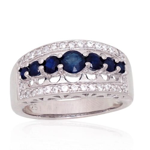 Silver ring with Zirkons , Sapphire