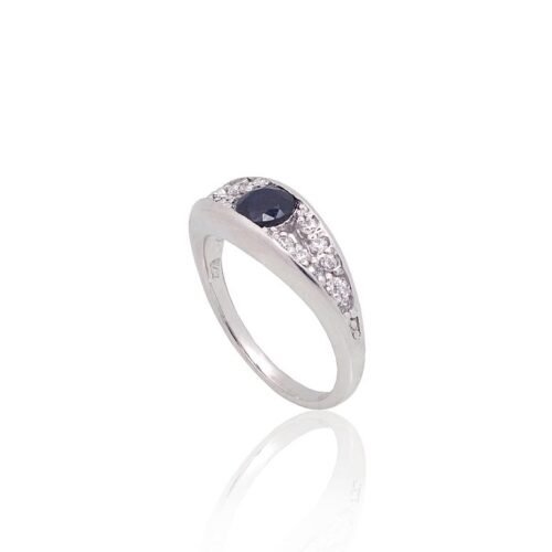 Alternative view of Silver ring with Zirkons , Sapphire