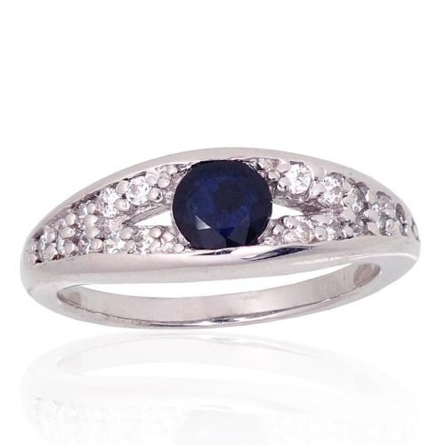 Silver ring with Zirkons , Sapphire