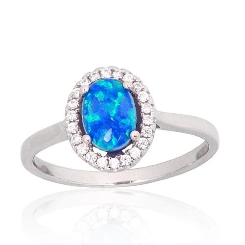 Silver ring with Zirkons , Opalit