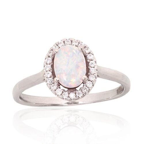 Silver ring with Zirkons , Opalit