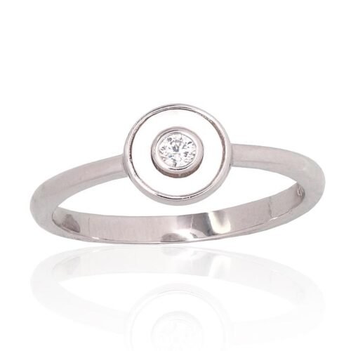 Silver ring with Zirkons , Mother-of-pearl