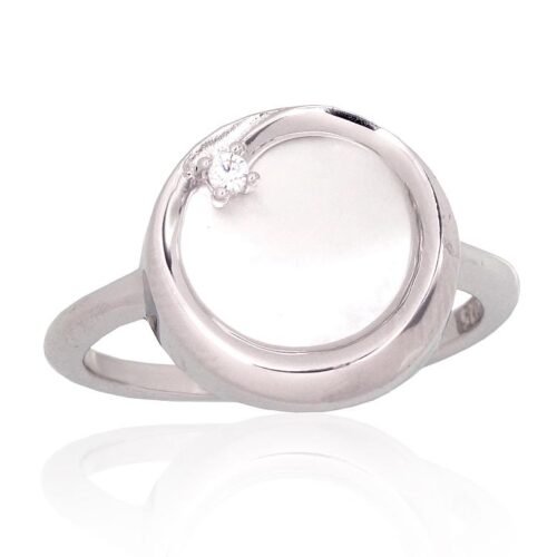 Silver ring with Zirkons , Mother-of-pearl