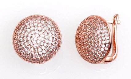 Silver earrings with 'english' lock with Zirkons