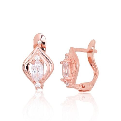 Silver earrings with 'english' lock with Zirkons