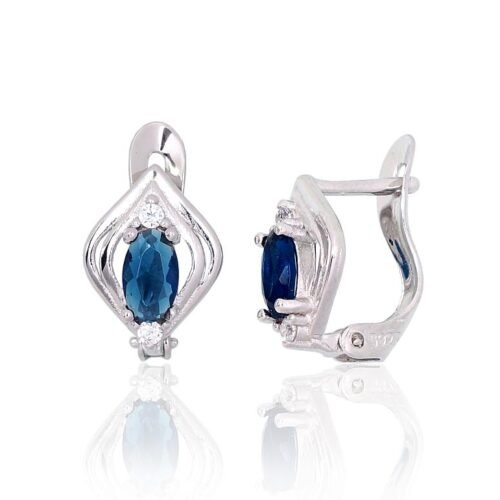 Silver earrings with 'english' lock with Zirkons
