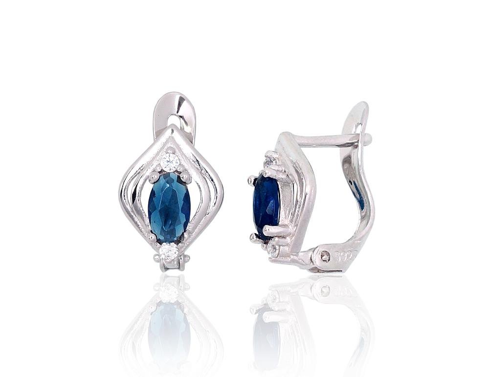 Silver earrings with 'english' lock with Zirkons