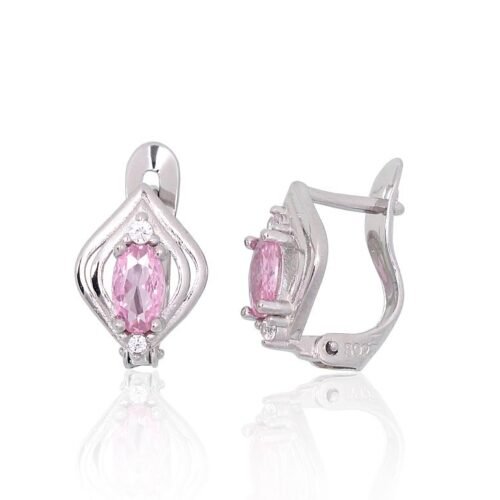 Silver earrings with 'english' lock with Zirkons
