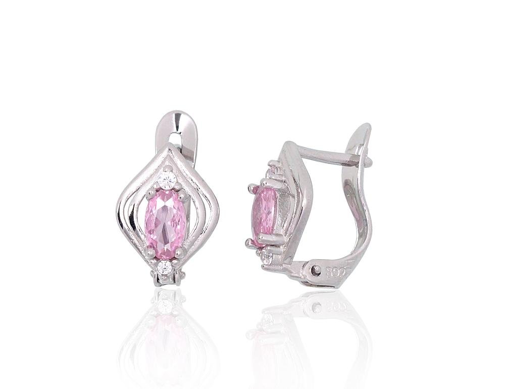 Silver earrings with 'english' lock with Zirkons