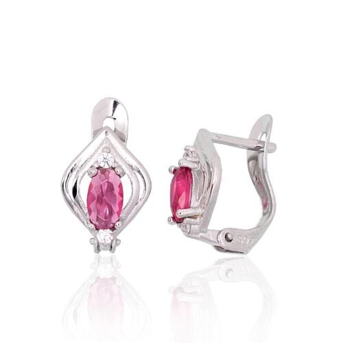 Silver earrings with 'english' lock with Zirkons