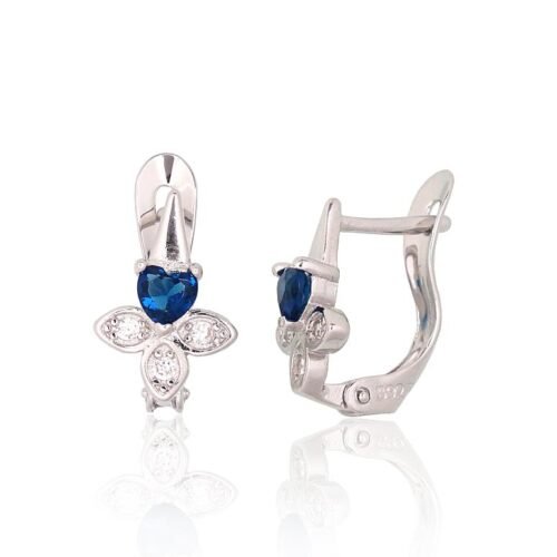 Silver earrings with 'english' lock with Zirkons